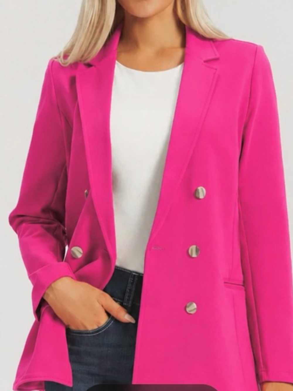 Betabrand Virtual Pink Double-Breasted Blazer jacket sz XL Ponte knit career